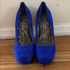 Jessica Simpson Royal Blue Suede Platform Pumps